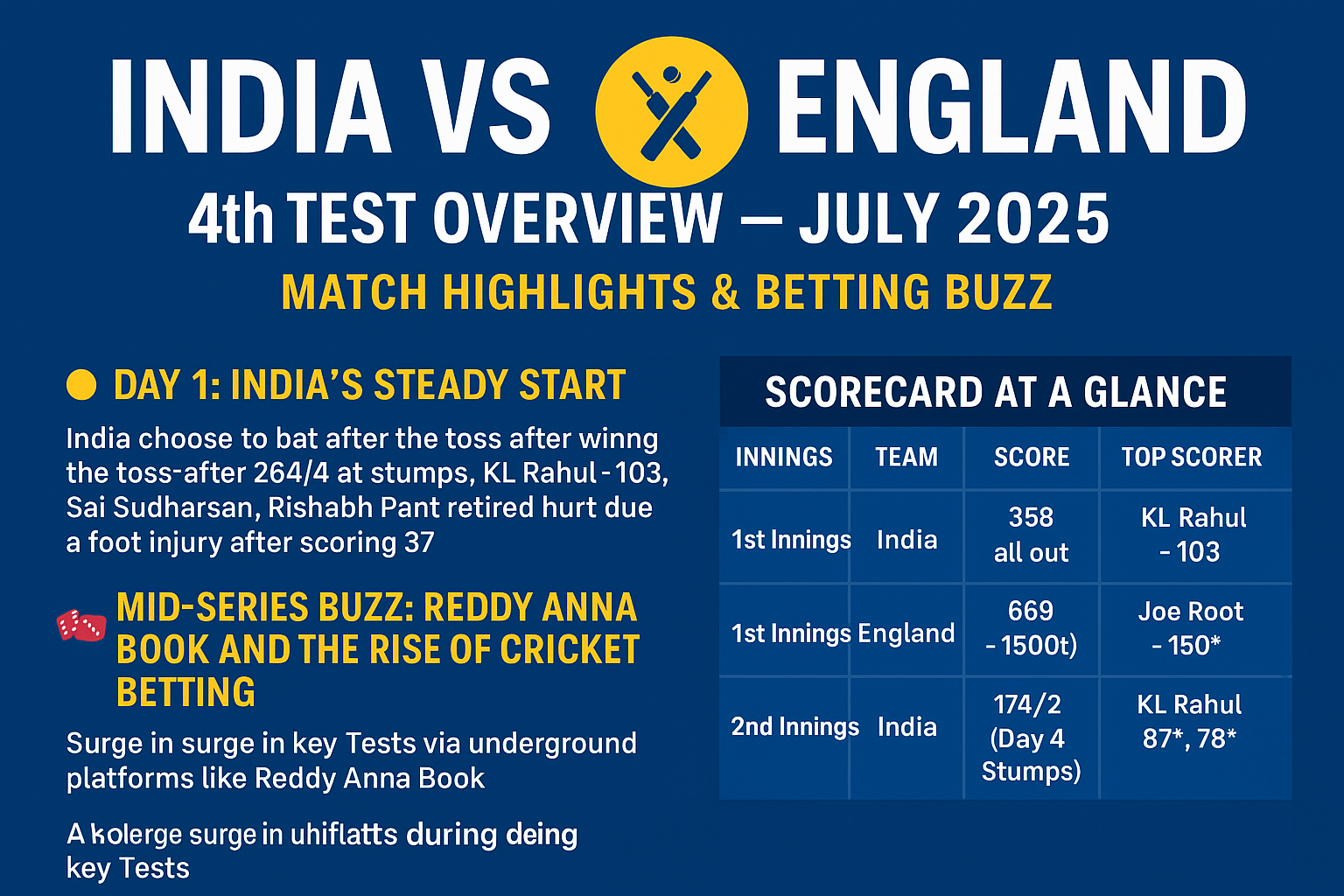 India vs England 4th Test Overview