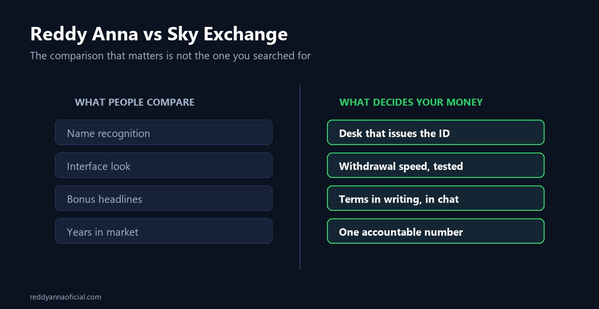 Reddy Anna vs Sky Exchange - what people compare versus what decides your money